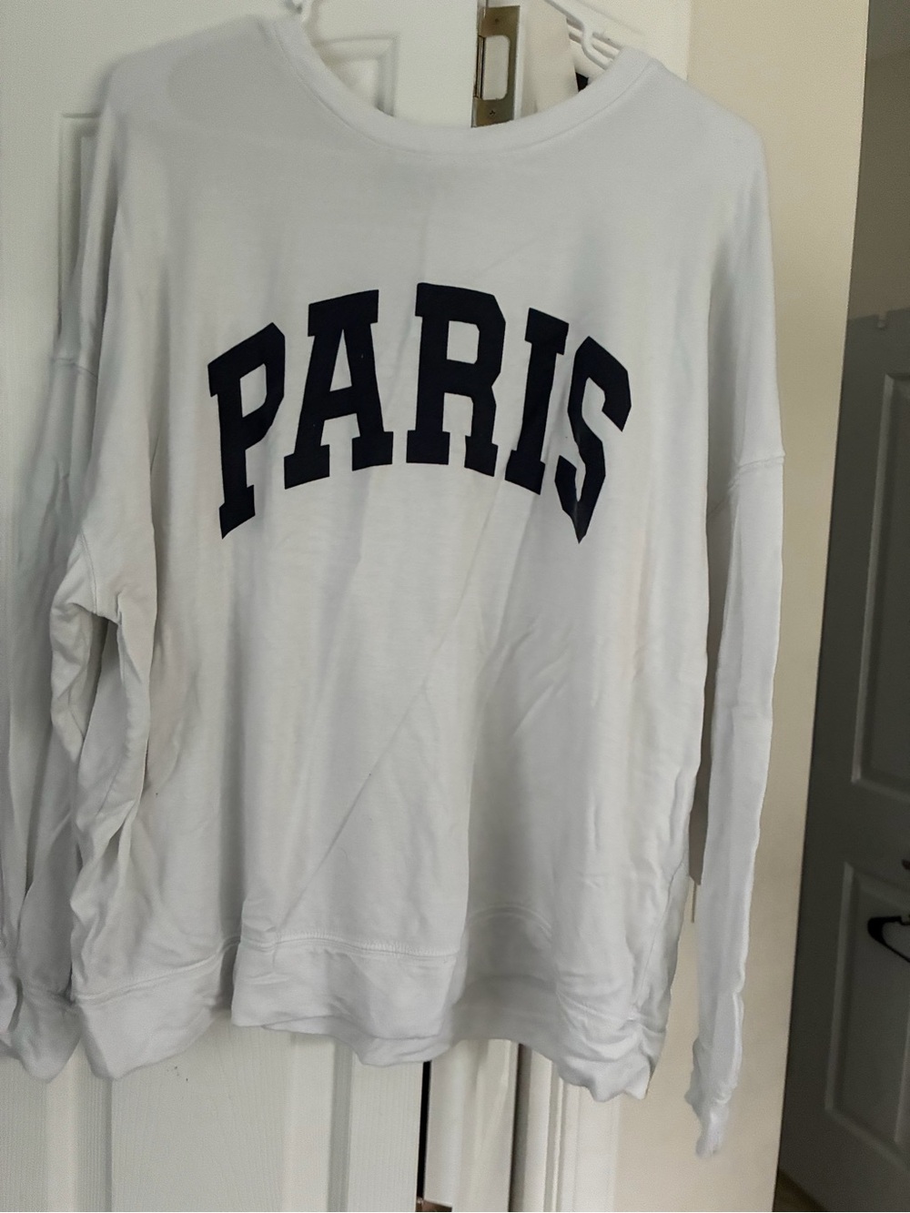 Green Envelope White Sweatshirt with Black Logo Tag